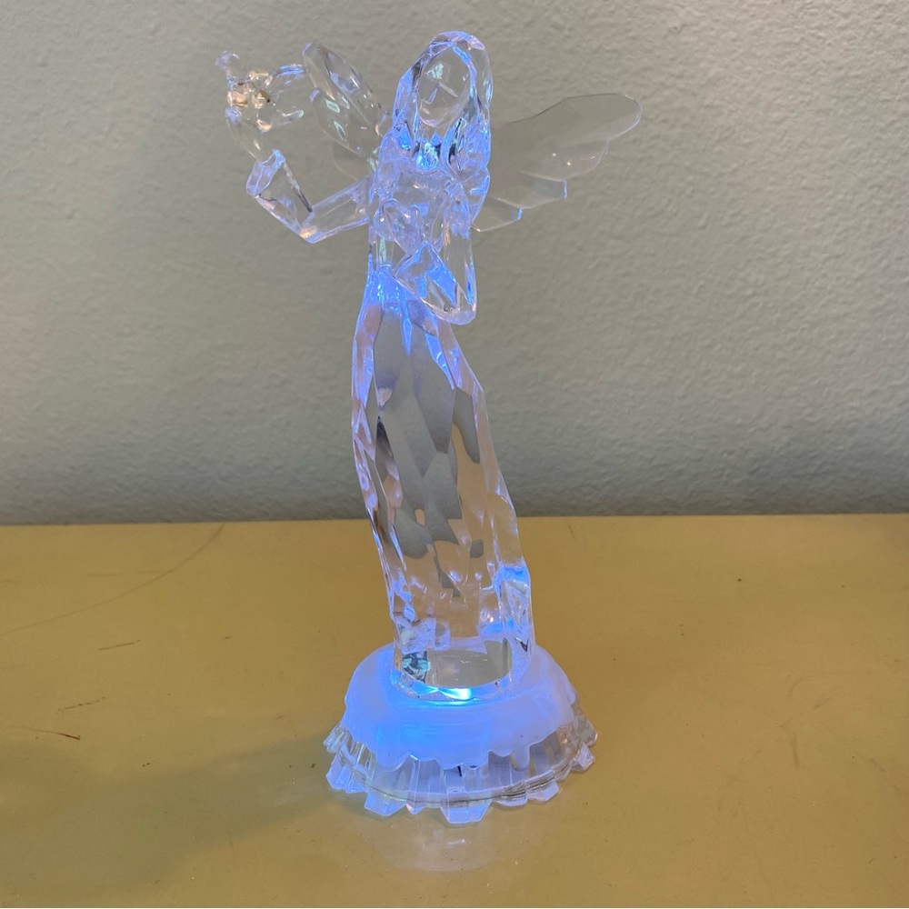 Acrylic Angel LED Clear Sculpture. 8 1/4” Tall.